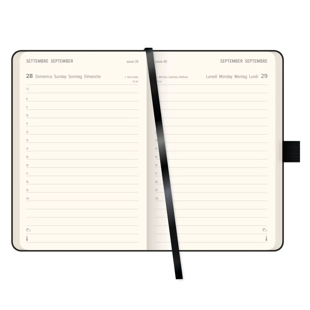 Agenda giornaliera Maiori Black Color Rossa